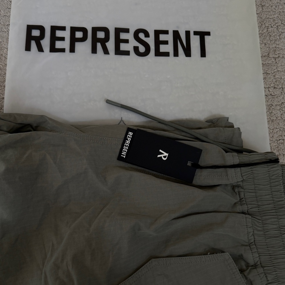 Represent Men's Olive Cargo Drawstring Pants